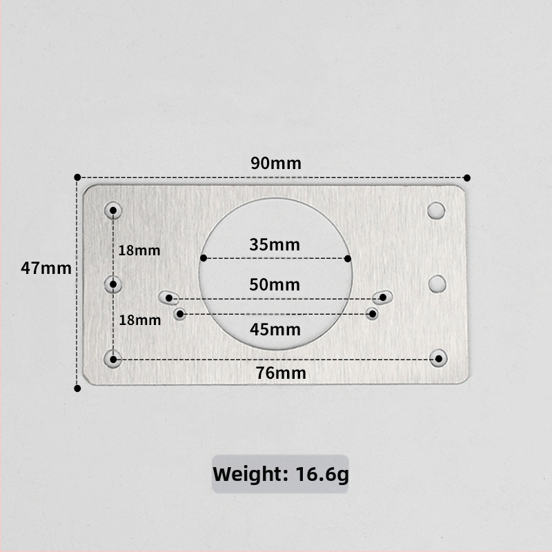 Leyoujia Šarnyro tvirtinimo plokštelė spintoms – nerūdijančiojo plieno, šlifuota paviršiaus