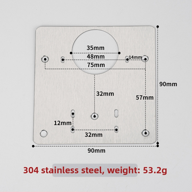 Leyoujia Šarnyro tvirtinimo plokštelė spintoms – nerūdijančiojo plieno, šlifuota paviršiaus