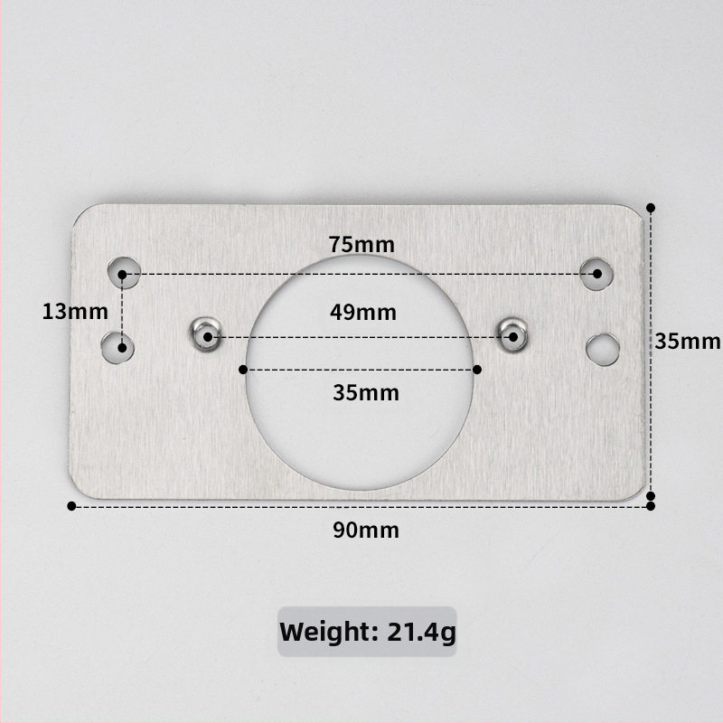 Leyoujia Šarnyro tvirtinimo plokštelė spintoms – nerūdijančiojo plieno, šlifuota paviršiaus