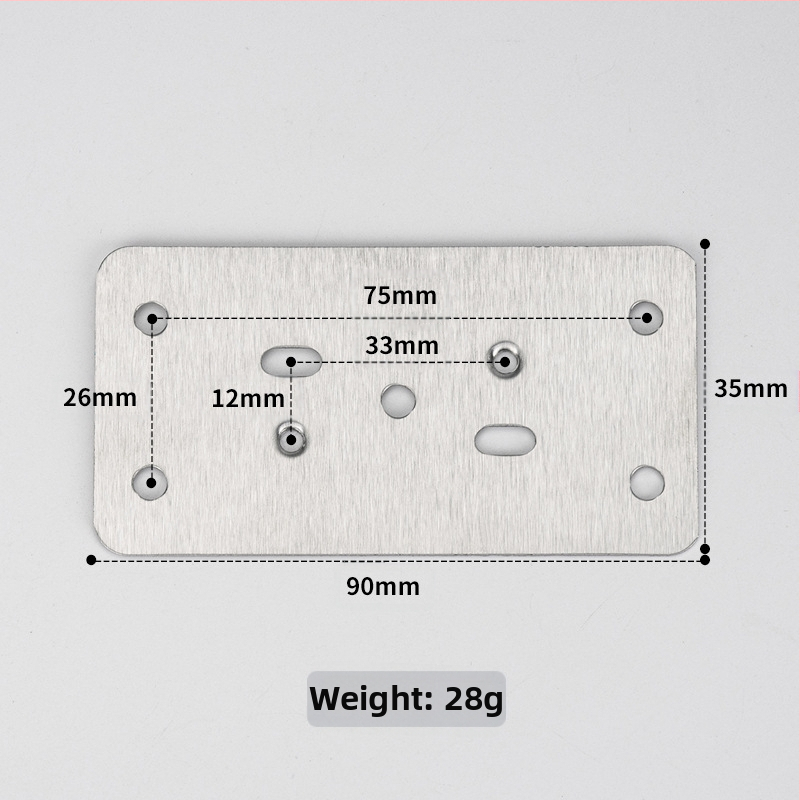 Leyoujia Šarnyro tvirtinimo plokštelė spintoms – nerūdijančiojo plieno, šlifuota paviršiaus