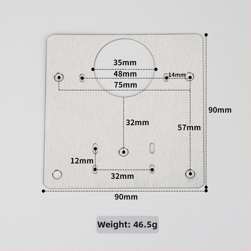 Leyoujia Šarnyro tvirtinimo plokštelė spintoms – nerūdijančiojo plieno, šlifuota paviršiaus