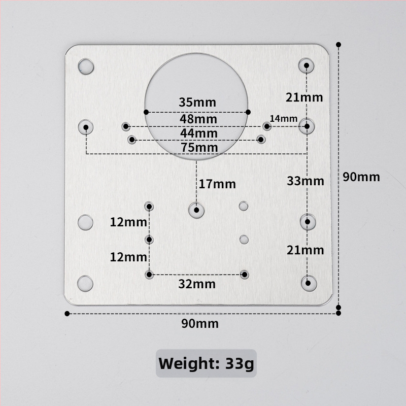 Leyoujia Šarnyro tvirtinimo plokštelė spintoms – nerūdijančiojo plieno, šlifuota paviršiaus