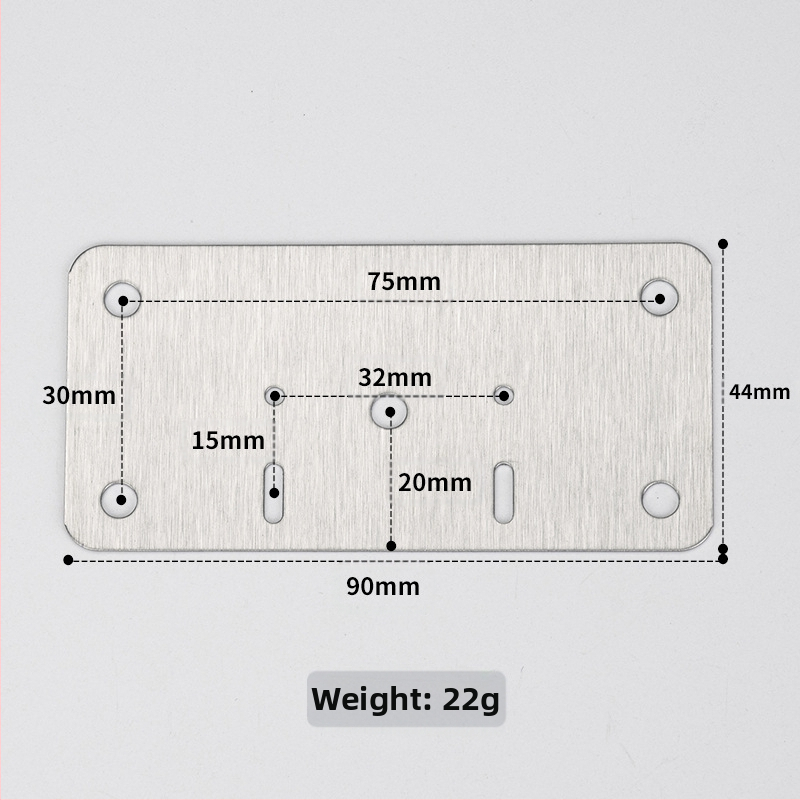 Leyoujia Šarnyro tvirtinimo plokštelė spintoms – nerūdijančiojo plieno, šlifuota paviršiaus
