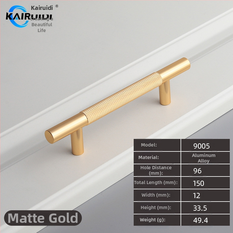 Rokturis garderobes un skapja durvīm, alumīnija sakausējums, elektroplēšana, modelis 9005, zīmols Kairuiti, moderns minimalistisks stils, viegls luksuss