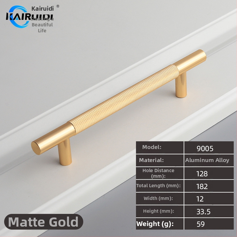 Rokturis garderobes un skapja durvīm, alumīnija sakausējums, elektroplēšana, modelis 9005, zīmols Kairuiti, moderns minimalistisks stils, viegls luksuss