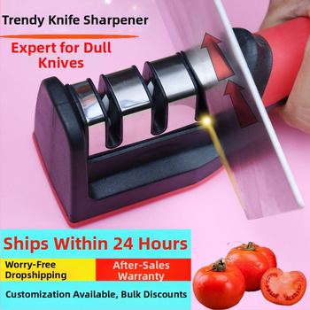 Nuga teritaja – roostevabast terasest, kolmetappiline teritus, kaasaskantav köögitööriist, kaasaegne disain, 2019 väljaanne