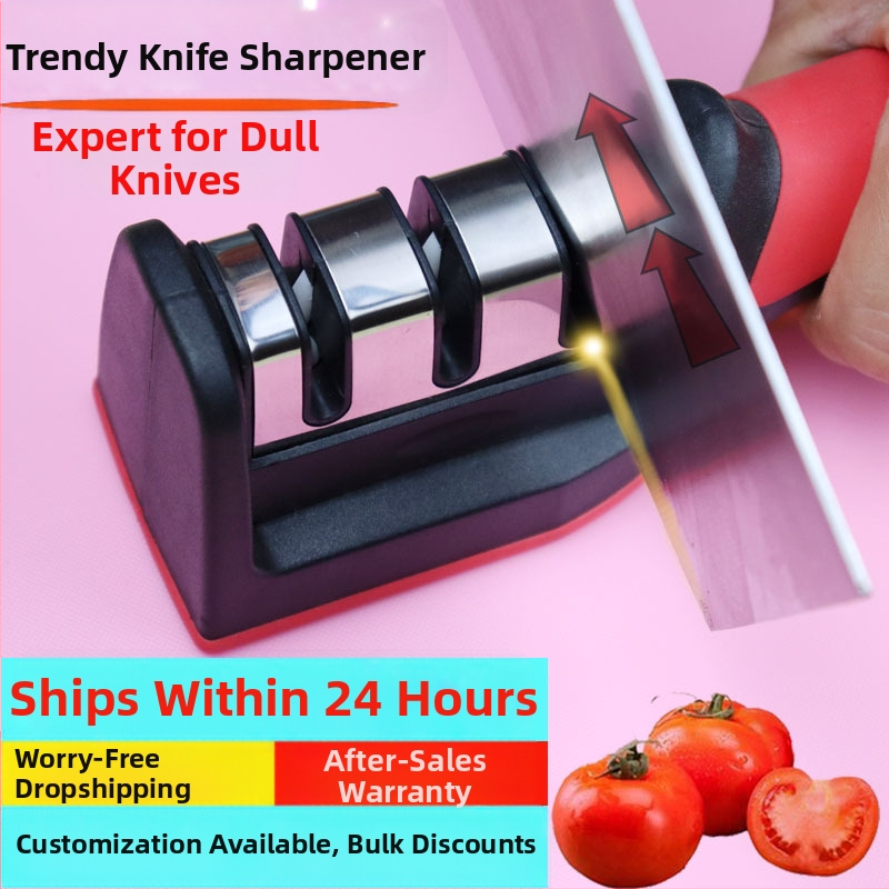 Peilių ašmenų galandinimo įrankis – nerūdijantis plienas, triapjė galandimas, rankinis virtuvės įrankis, šiuolaikinis dizainas, 2019 m. leidimas