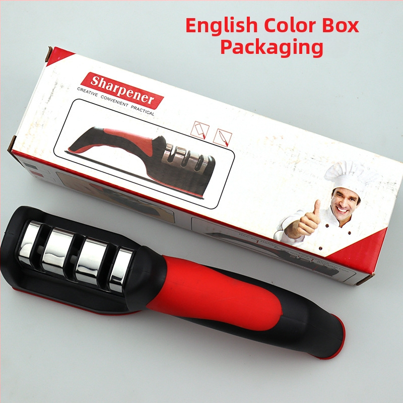 Nuga teritaja – roostevabast terasest, kolmetappiline teritus, kaasaskantav köögitööriist, kaasaegne disain, 2019 väljaanne