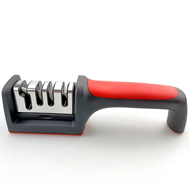 Nuga teritaja – roostevabast terasest, kolmetappiline teritus, kaasaskantav köögitööriist, kaasaegne disain, 2019 väljaanne