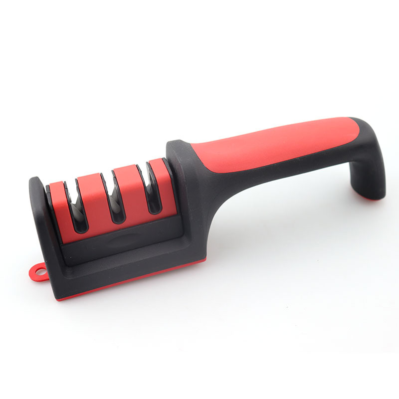 Nuga teritaja – roostevabast terasest, kolmetappiline teritus, kaasaskantav köögitööriist, kaasaegne disain, 2019 väljaanne