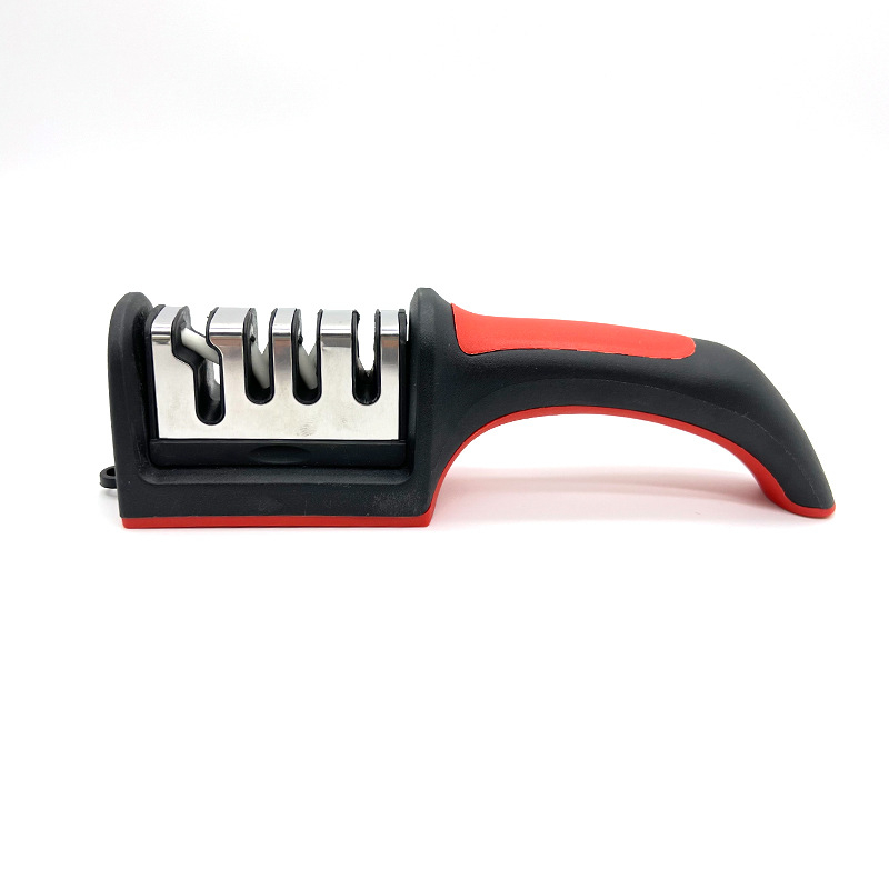 Nuga teritaja – roostevabast terasest, kolmetappiline teritus, kaasaskantav köögitööriist, kaasaegne disain, 2019 väljaanne