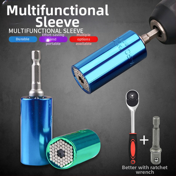 Πολυλειτουργικός τροχός κλειδί με γρήγορο ράτσετ, διπλής κεφαλής σχεδίαση και ρυθμιζόμενες υποδοχές (μετρικό, εργαλείο ατσάλι, χρωμιωμένη επιφάνεια)