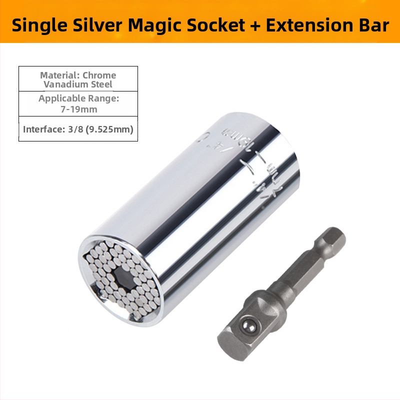 Többfunkciós dugókulcs készlet gyors racsnis mechanizmussal, dupla fejű, állítható végződések (metrikus, szerszámacél, krómozott bevonat)