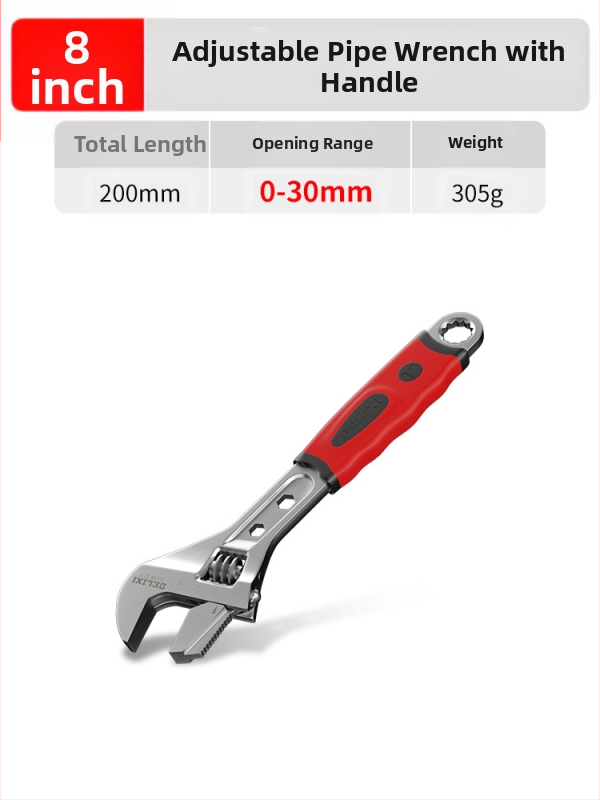 Állítható csavarkulcs nagy nyílással, többfunkciós kéziszerszám, króm-vanádium acél