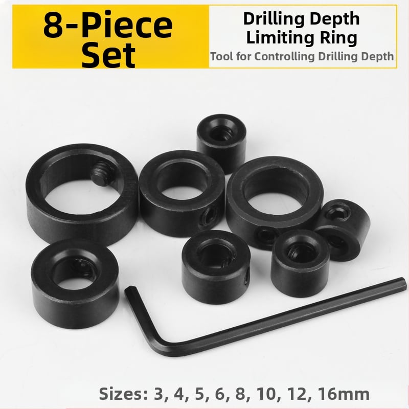 Позиционен пръстен за винтово свредло с ограничител на дълбочината и захващане – дърводелски инструмент