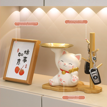 Lamio орнамент от смола Манэки-Неко за вход с отделение за ключове, домашен декор, стил Китайски