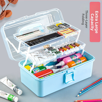 Τριών επιπέδων πτυσσόμενο κουτί αποθήκευσης με καπάκι και διαμερίσματα, PP πλαστικό, 18 L, εκτύπωση λογότυπου