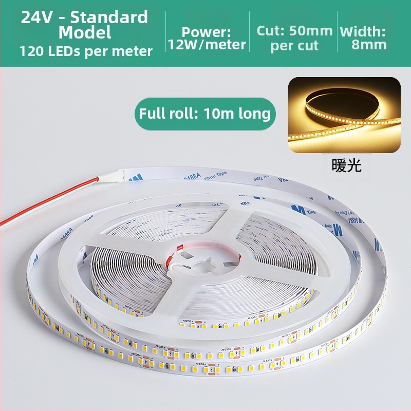 Линейна монохромна LED лента, самозалепваща, 12V, 120 диода, 2835 SMD