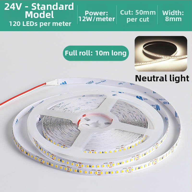 Линейна монохромна LED лента, самозалепваща, 12V, 120 диода, 2835 SMD