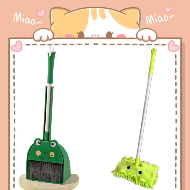 Söprő és portörlő készlet – rajzfilm mini aranyos gyermekeknek, PP+PET, 36 db, 2024