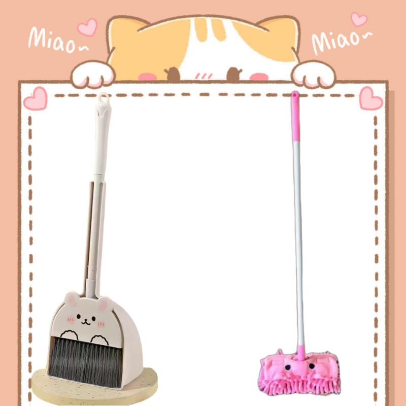 Söprő és portörlő készlet – rajzfilm mini aranyos gyermekeknek, PP+PET, 36 db, 2024