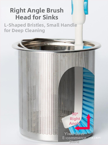 Βούρτσα καθαρισμού νεροχύτη με ορθογώνιο γωνία, μεταλλική κατασκευή, σχεδιασμός με κύπελλο αγκαώνα για καθαρισμό κενών και γωνιών