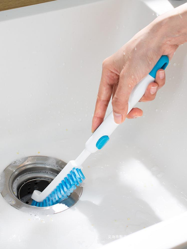 Virtuves izlietnes tīrīšanas suka ar taisno leņķi, metāla konstrukcija, dizains ar kausu tīrīšanai plaisu un stūriem