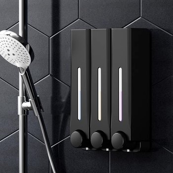 Диспенсър за сапун, стенен монтаж за баня и кухня, пластмасов, с ръчно натискане, модерен минималистичен стил