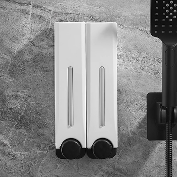 Πλαστικός διανεμητής σαπουνιού τοίχου για μπάνιο και κουζίνα, με μηχανισμό ώθησης, μοντέρνος μινιμαλιστικός σχεδιασμός