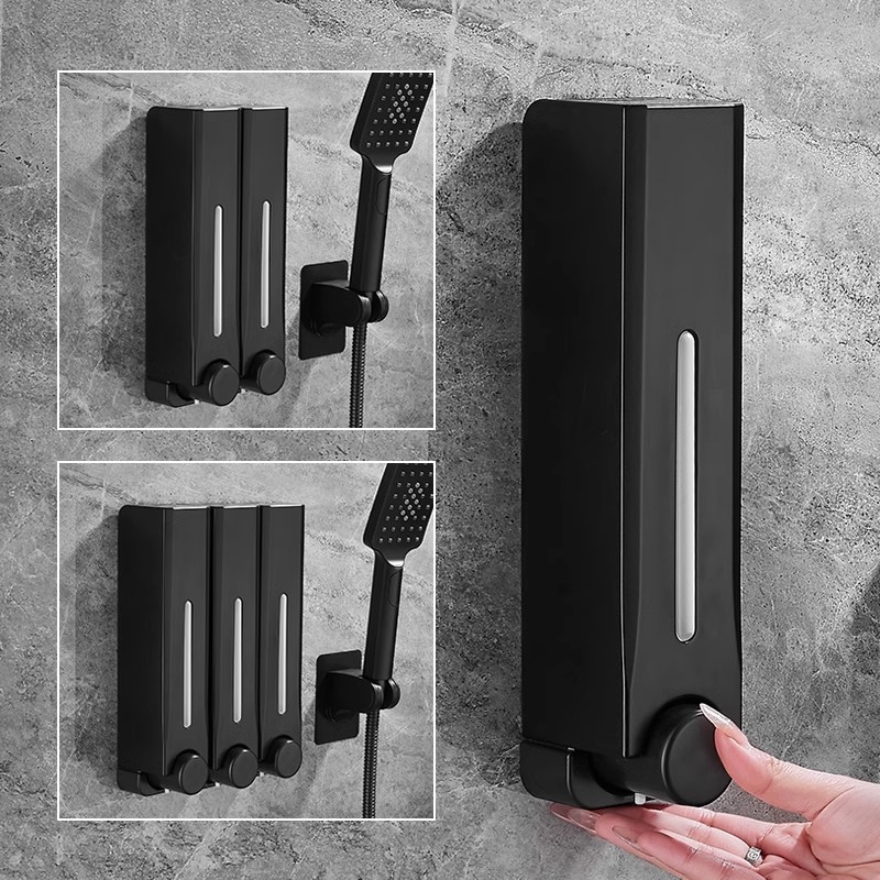 Диспенсър за сапун, стенен монтаж за баня и кухня, пластмасов, с ръчно натискане, модерен минималистичен стил