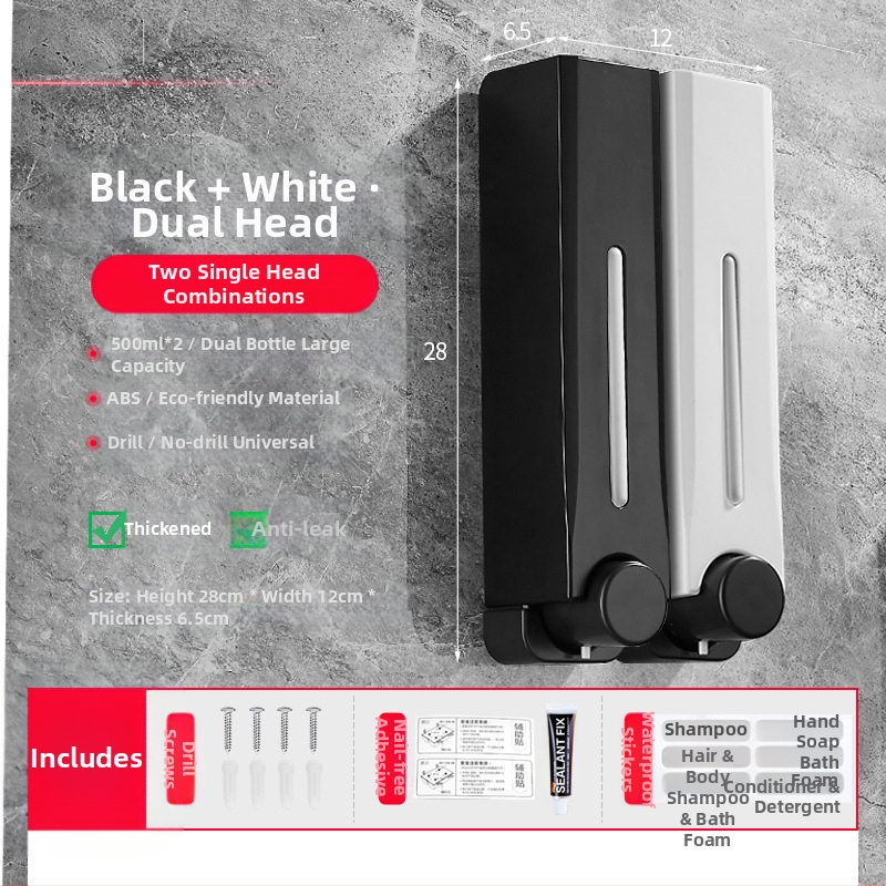 Диспенсър за сапун, стенен монтаж за баня и кухня, пластмасов, с ръчно натискане, модерен минималистичен стил