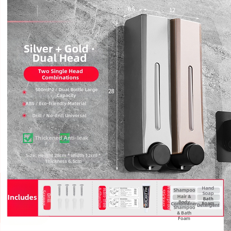 Диспенсър за сапун, стенен монтаж за баня и кухня, пластмасов, с ръчно натискане, модерен минималистичен стил