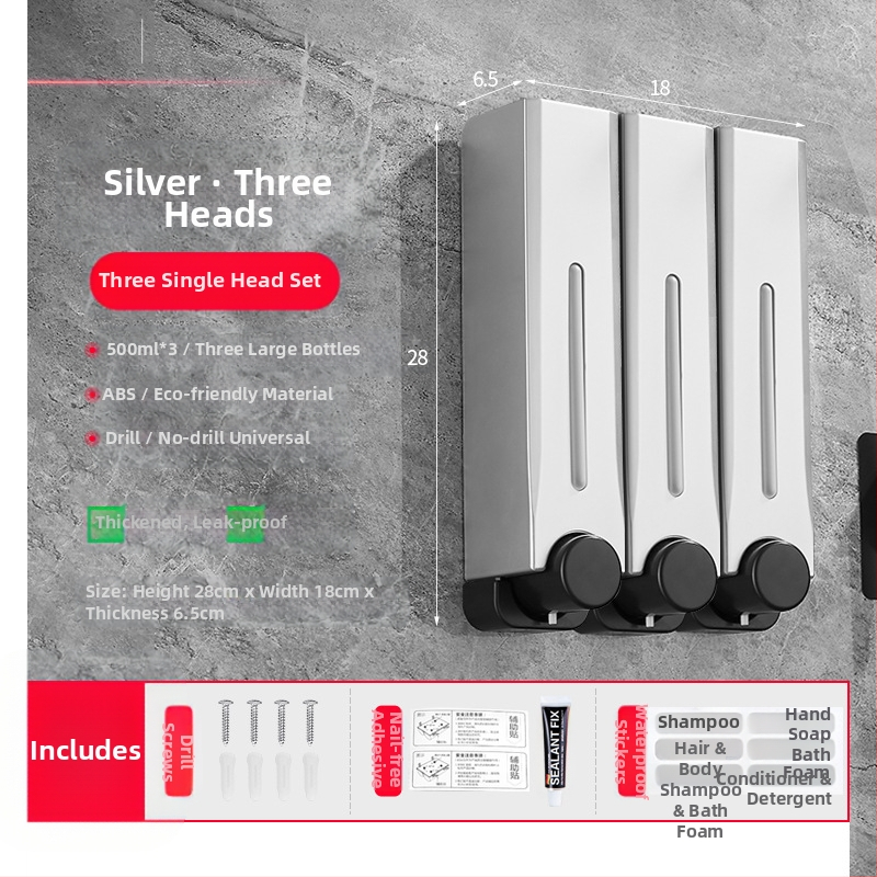 Диспенсър за сапун, стенен монтаж за баня и кухня, пластмасов, с ръчно натискане, модерен минималистичен стил