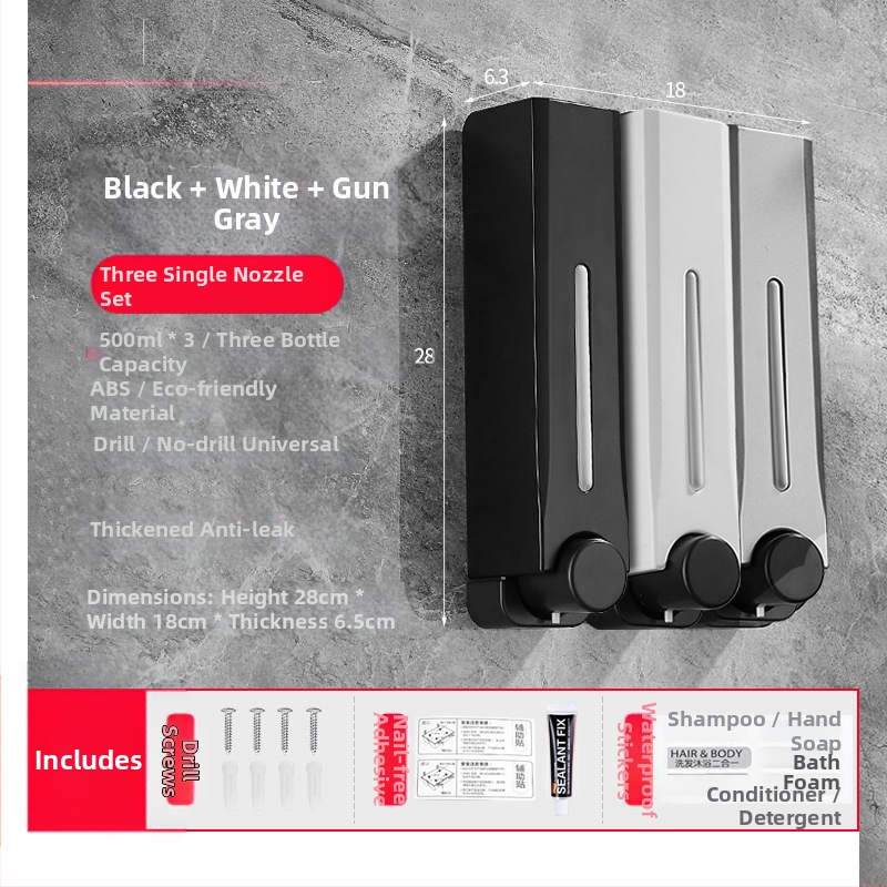 Диспенсър за сапун, стенен монтаж за баня и кухня, пластмасов, с ръчно натискане, модерен минималистичен стил