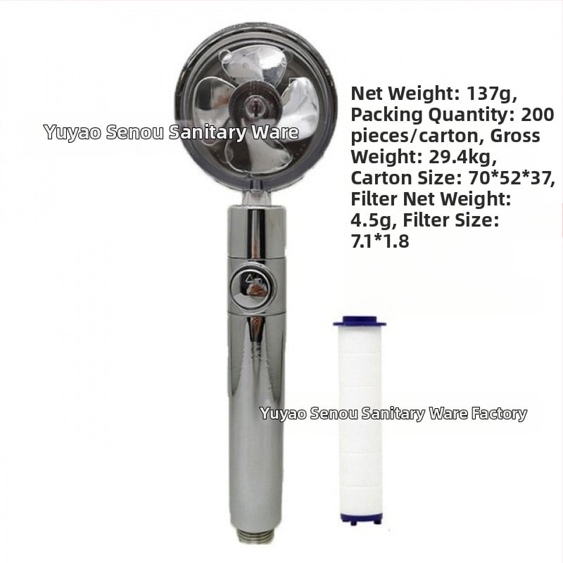 Duššipea - Mudel: Small Waist Shower Head, ABS, ümmargune kuju, vihmavoolu funktsioon, keermestatud paigaldus