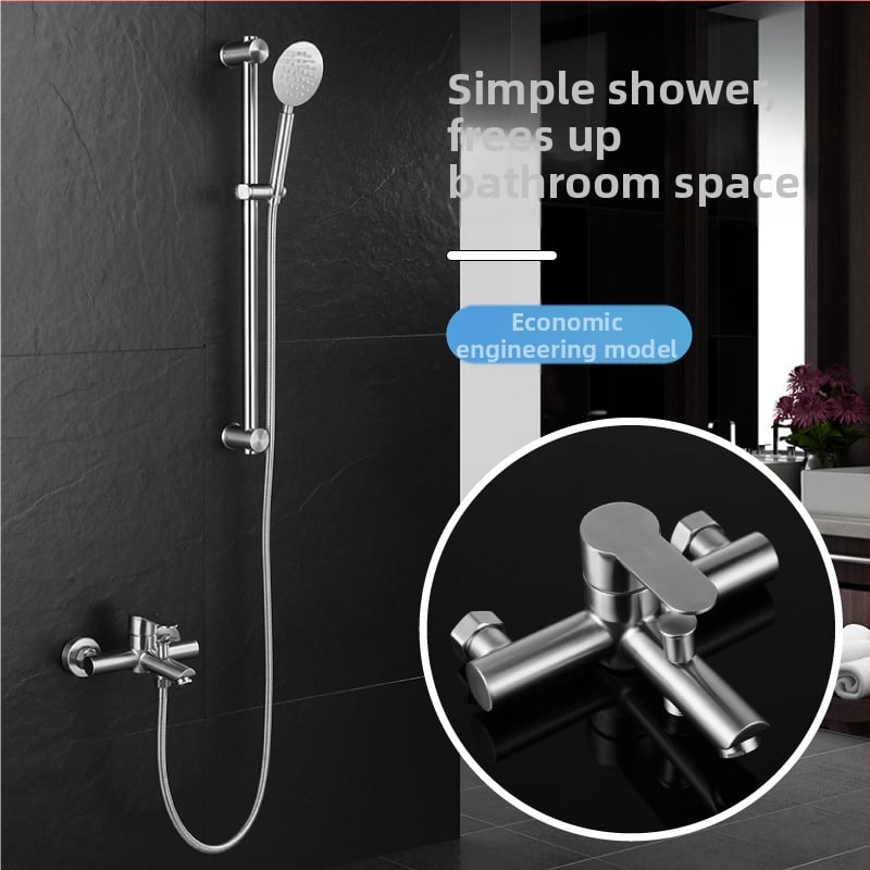 Nerūdijančio plieno dušo komplektas, sieninis montavimas, maišytuvo keramikinė kasetė, modelis S-L005