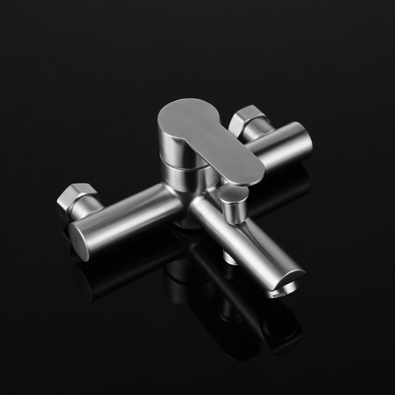 Set de duș din oțel inoxidabil, montat pe perete, robinet amestecător cu cartuș ceramic, model S-L005