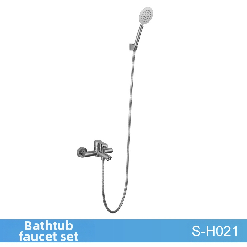 Set de duș din oțel inoxidabil, montat pe perete, robinet amestecător cu cartuș ceramic, model S-L005