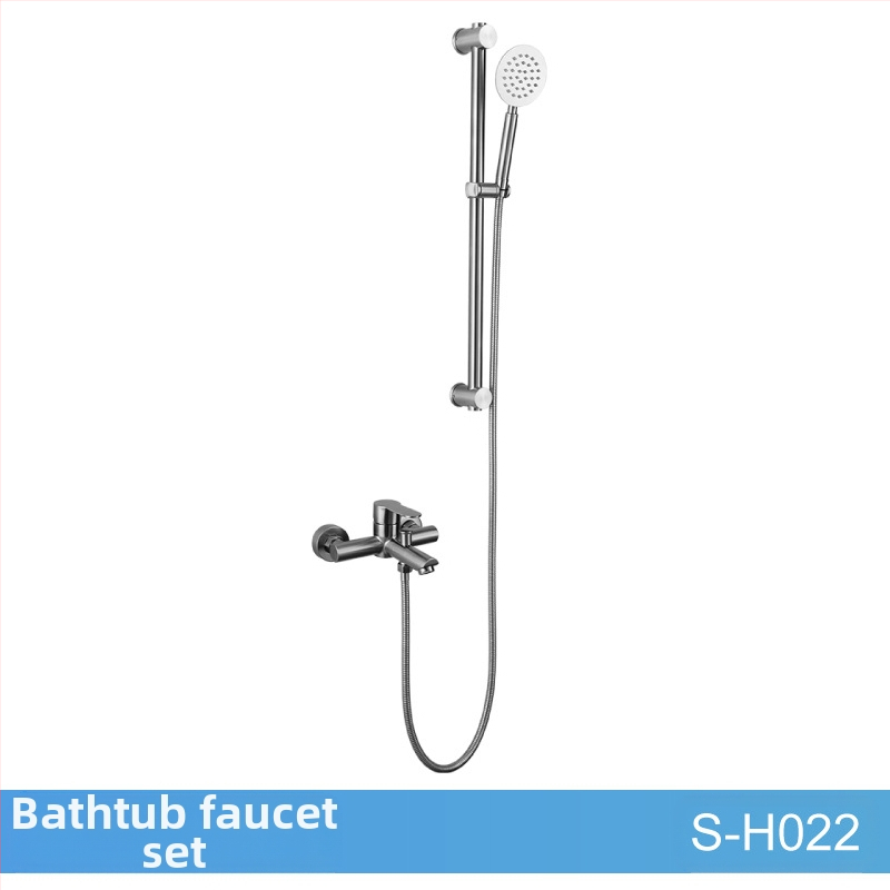 Set de duș din oțel inoxidabil, montat pe perete, robinet amestecător cu cartuș ceramic, model S-L005