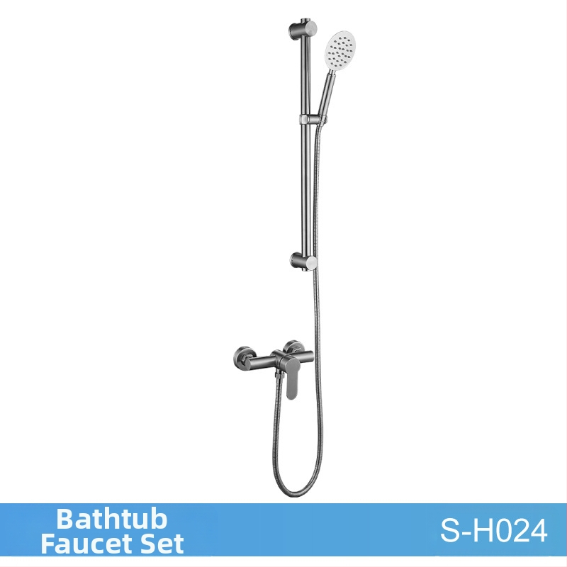 Set de duș din oțel inoxidabil, montat pe perete, robinet amestecător cu cartuș ceramic, model S-L005