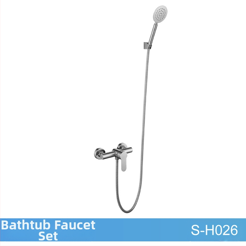 Set de duș din oțel inoxidabil, montat pe perete, robinet amestecător cu cartuș ceramic, model S-L005