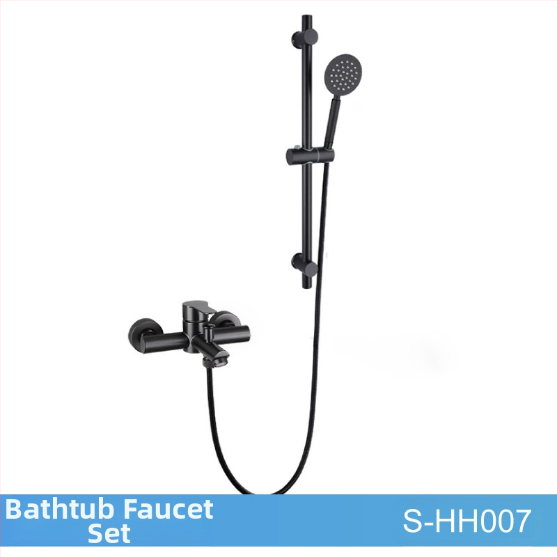 Set de duș din oțel inoxidabil, montat pe perete, robinet amestecător cu cartuș ceramic, model S-L005