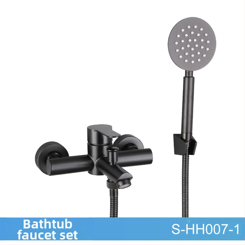 Set de duș din oțel inoxidabil, montat pe perete, robinet amestecător cu cartuș ceramic, model S-L005