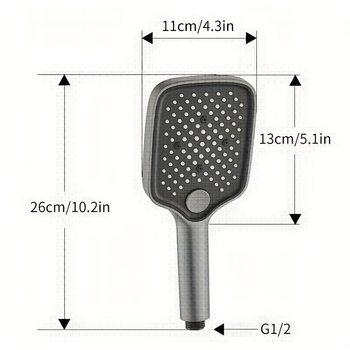 Φορητό σετ ντους χειρός με βροχή, ABS σώμα, τετράγωνη χρωμιωμένη κεφαλή, περιστρεφόμενη βάση, μοντέρνος μινιμαλιστικός σχεδιασμός