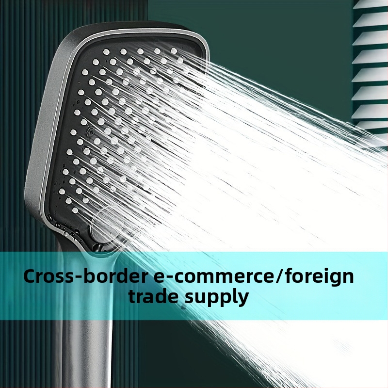 Pārvietojams rokas dušas komplekts ar lietus efektu, ABS korpuss, kvadrātiska hroma galva, rotējošs stiprinājums, mūsdienīgs minimālisks dizains