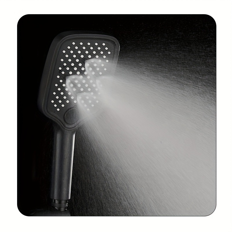 Kaasaskantav käeddušikomplekt vihmadušiga, ABS-korpus, ruudukujuline kromitud pea, pööratav kinnitussüsteem, kaasaegne minimalistlik disain