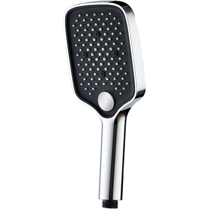 Kaasaskantav käeddušikomplekt vihmadušiga, ABS-korpus, ruudukujuline kromitud pea, pööratav kinnitussüsteem, kaasaegne minimalistlik disain