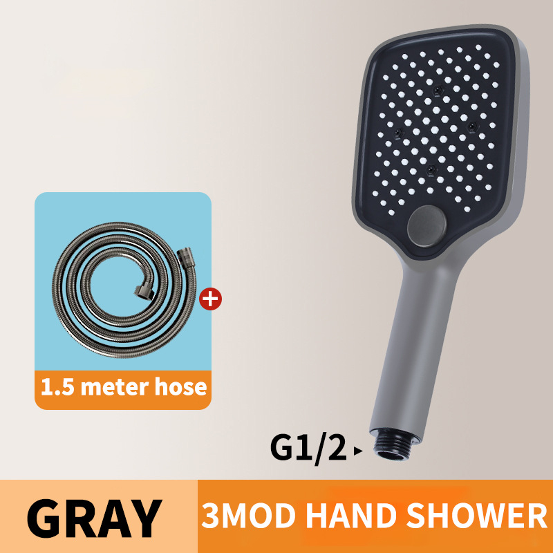 Kaasaskantav käeddušikomplekt vihmadušiga, ABS-korpus, ruudukujuline kromitud pea, pööratav kinnitussüsteem, kaasaegne minimalistlik disain