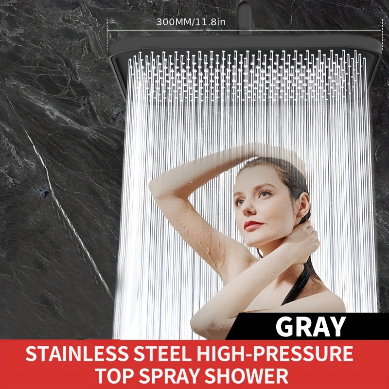 Kaasaskantav käeddušikomplekt vihmadušiga, ABS-korpus, ruudukujuline kromitud pea, pööratav kinnitussüsteem, kaasaegne minimalistlik disain