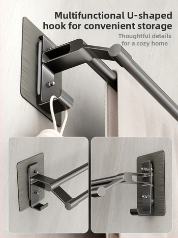 Ράφι πετσετών μπάνιου με μία ράβδο, εγκατάσταση χωρίς διάτρηση, PP υλικό, Κωδικός προϊόντος 851874854612